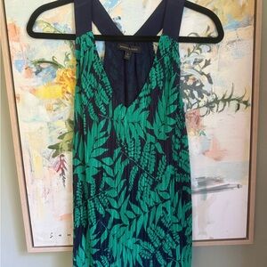 Banana Republic Green and Navy Tropical Print shirt